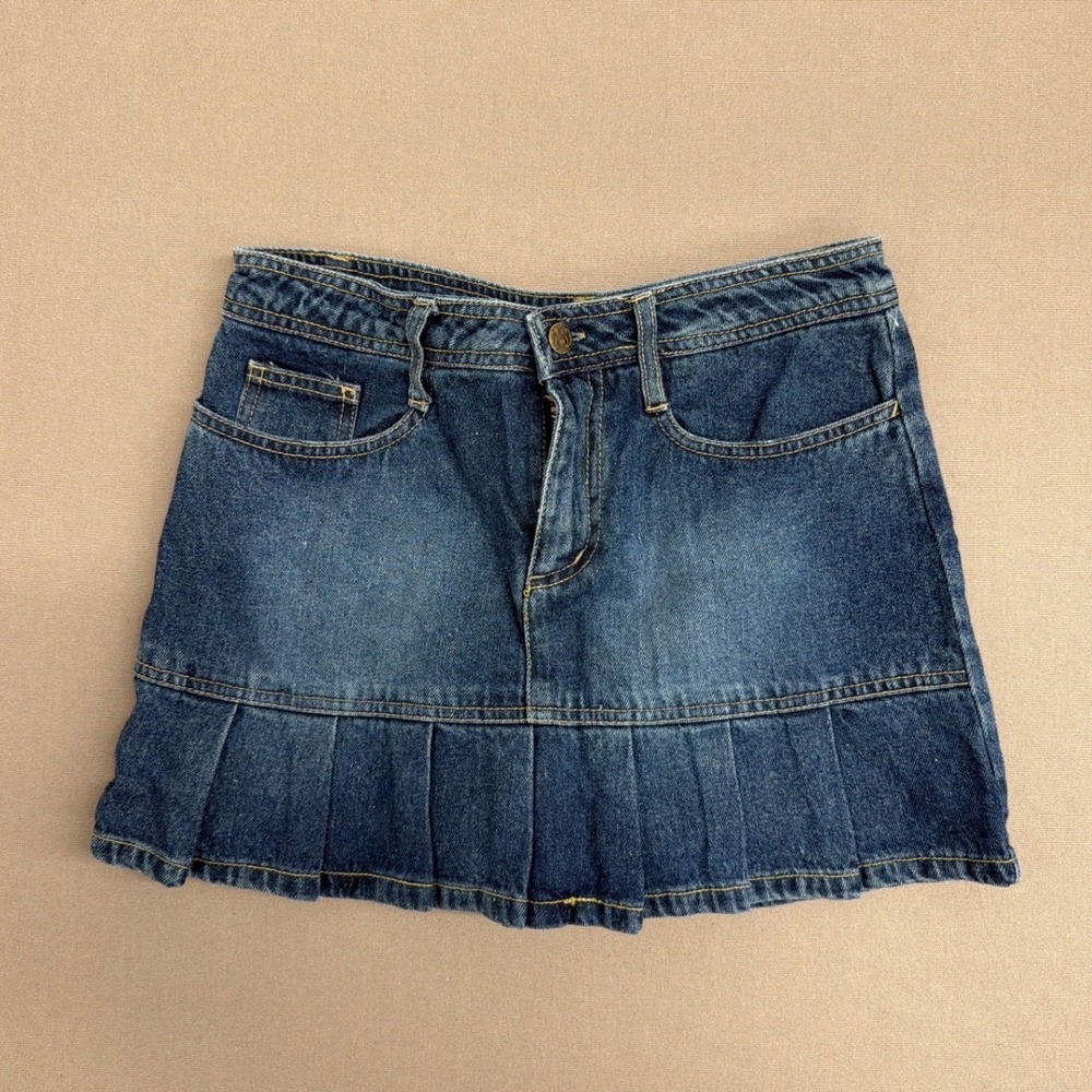 Speechless Womens Denim Pleated Skort Medium Wash Blue Size 16 Mini Skirt Shorts